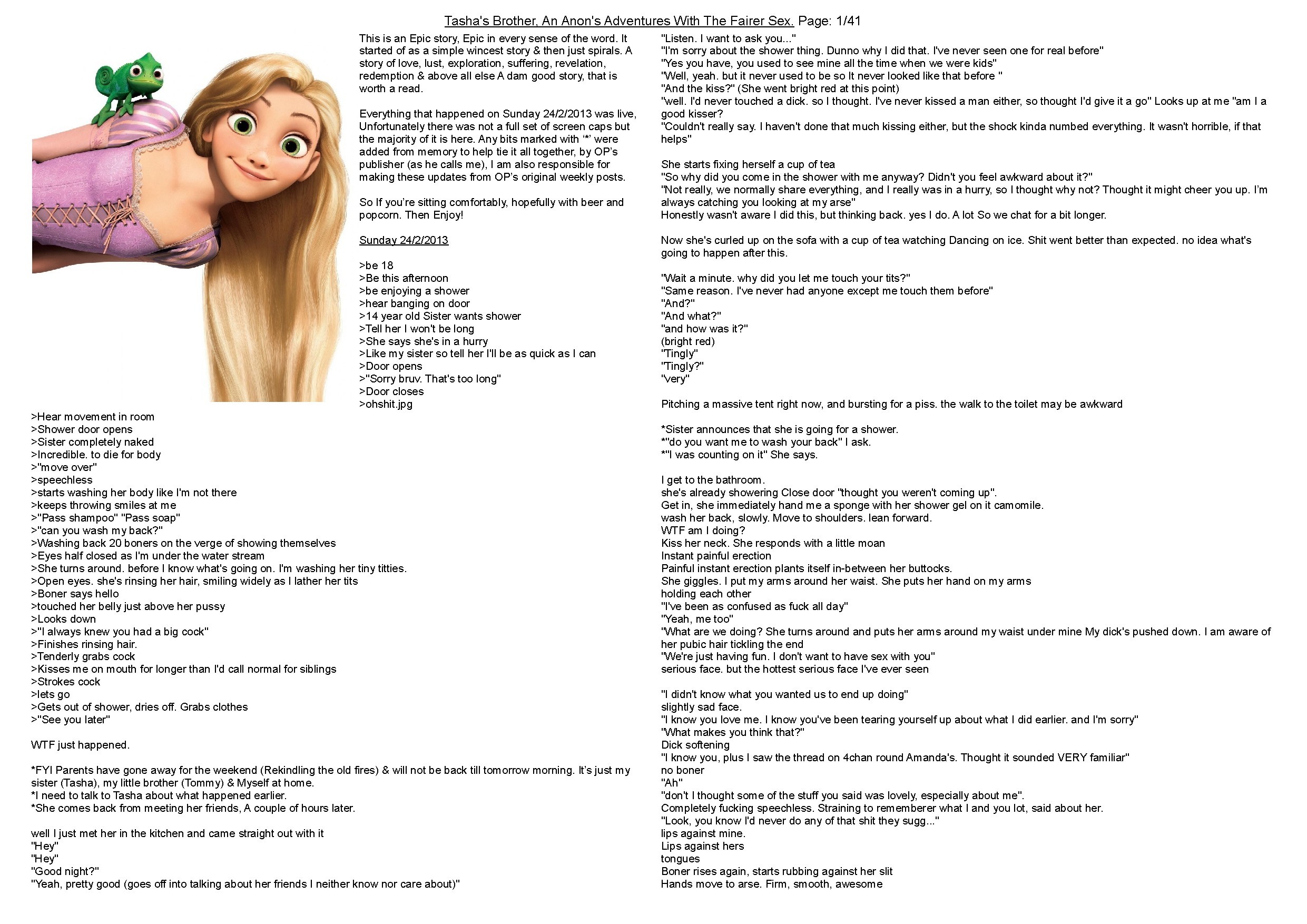 Anon's sister comes into the shower with him. Anon's meets her friend, and discovers family secrets.